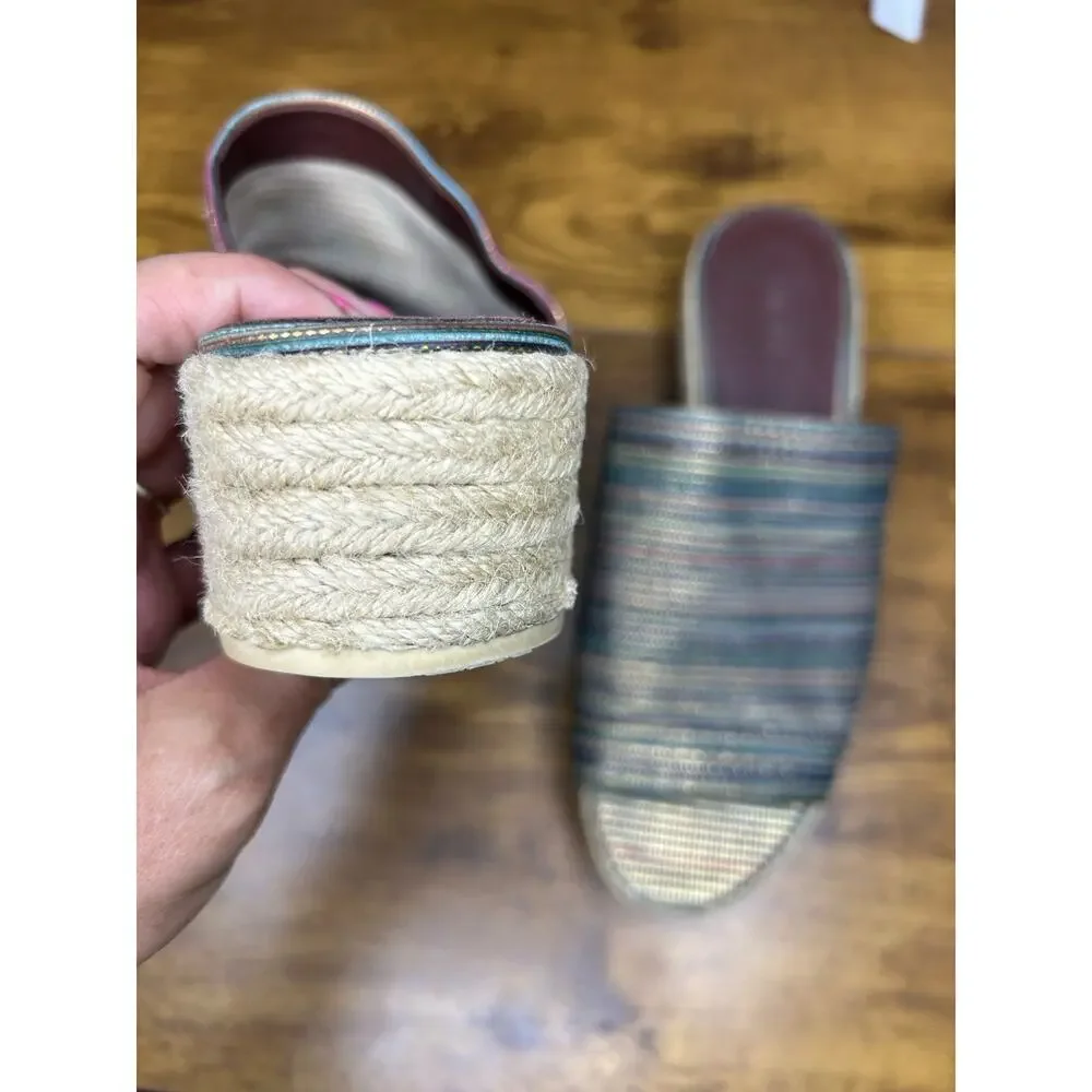 Vince‎ Solana Striped Espadrille Mule Sandal Size 7.5